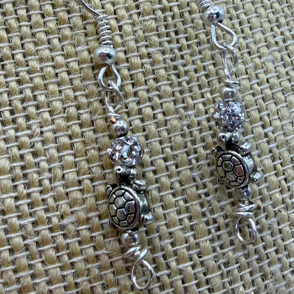 Elegant Silver Turtle Drop Earrings